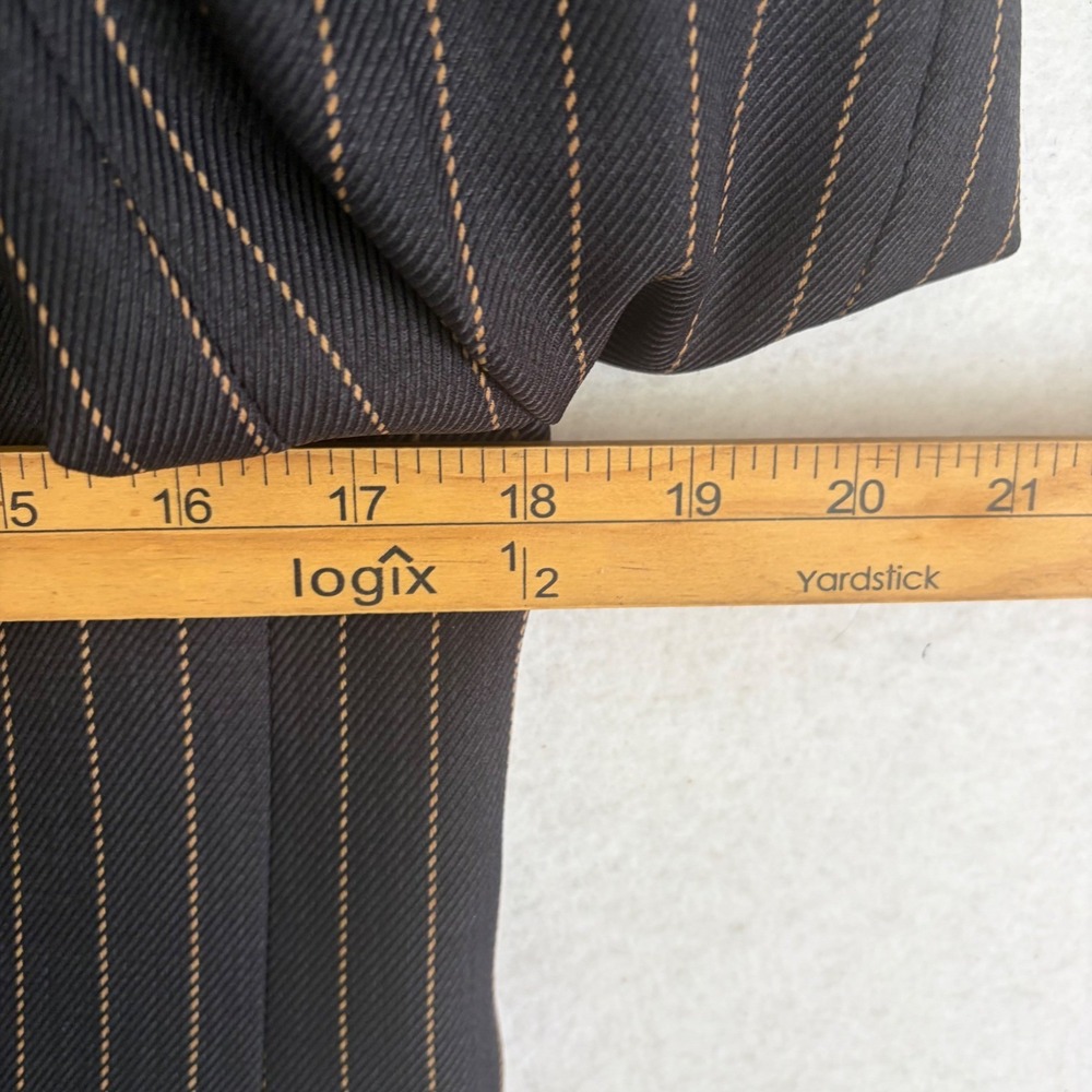 Sandro Paris Pinstripe Blazer Women 38/6 Navy Gold Single Button V7238H - Picture 11 of 13